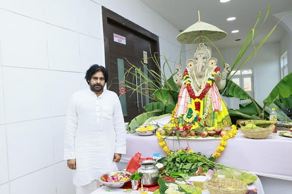 ganeshchaturthi:మంగళగిరిలోని జనసేన పార్టీ కేంద్ర కార్యాలయంలో  వినాయక చవితి పూజలు..!